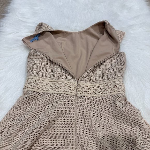 Antonio Melani Dress Mini Fit Flare Tan Lace Crochet Boho Neutral Sz 4 #6290M638 - Picture 8 of 10